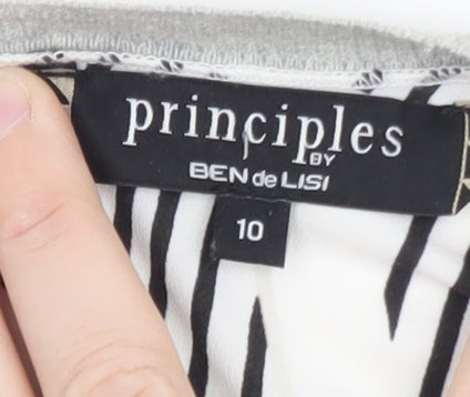 Principles by Ben de Lisi Women's Grey Geometric Long Sleeve Blouse Size 10
