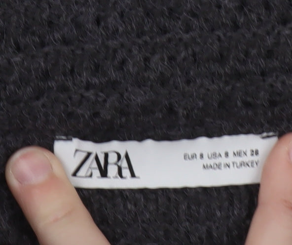Zara Women’s Grey Wool Blend Collared Button Cardigan Size 10