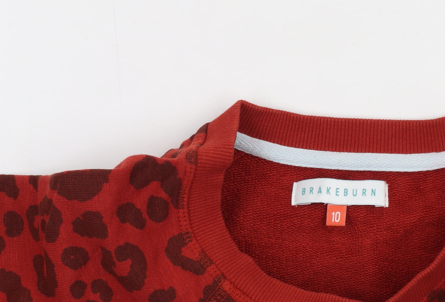 Brakeburn Womens Red Leopard Print Pullover Sweatshirt Size 10