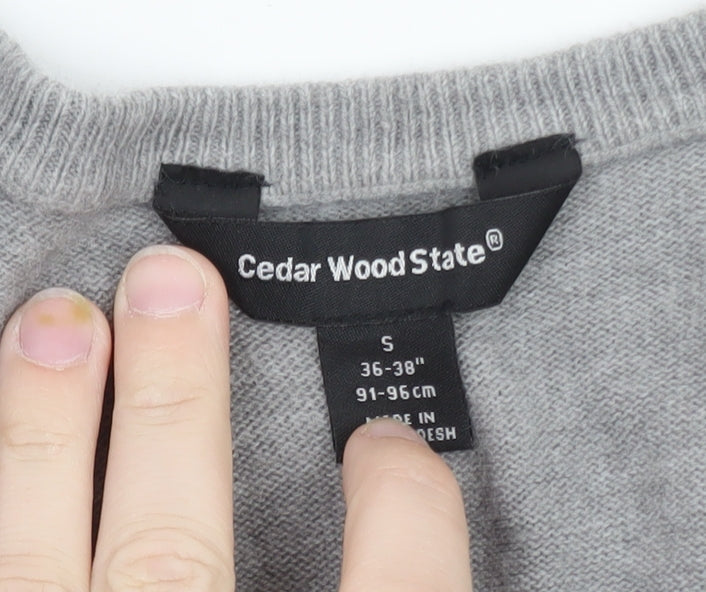 Cedarwood State Men's Grey V-Neck Pullover Sweatshirt Size S