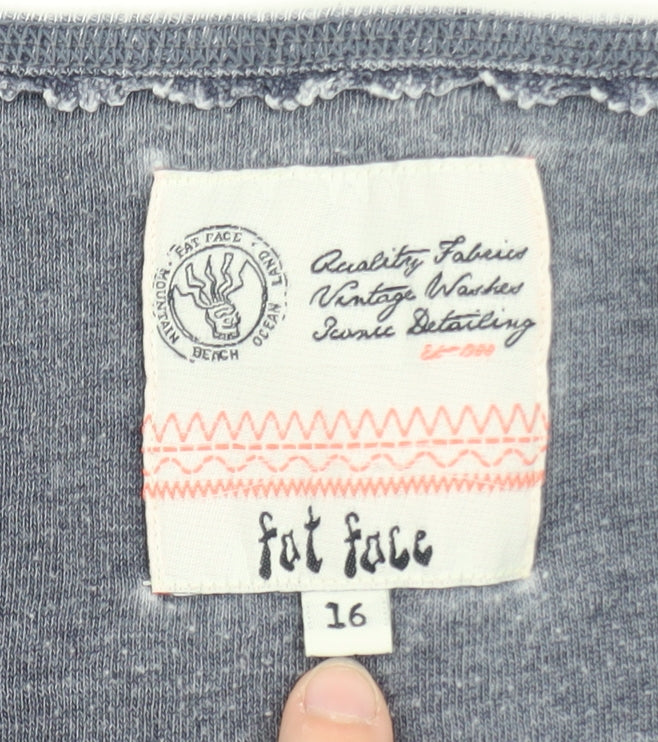 Fat Face Womens Blue Size 16 Pullover Sweatshirt Casual Cotton