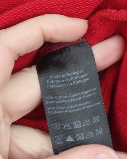 Karl Lagerfeld Men Red Pullover Hoodie L Embroidered Logo Sweatshirt