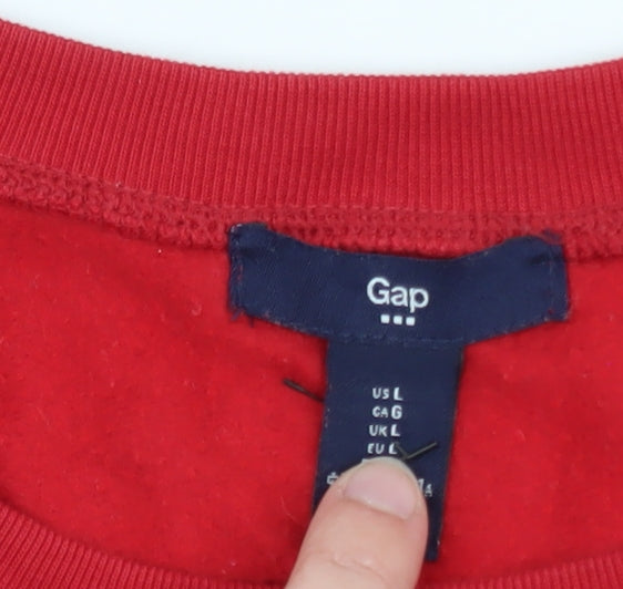 Gap Womens Red Logo Crew Neck Pullover Sweatshirt Size L