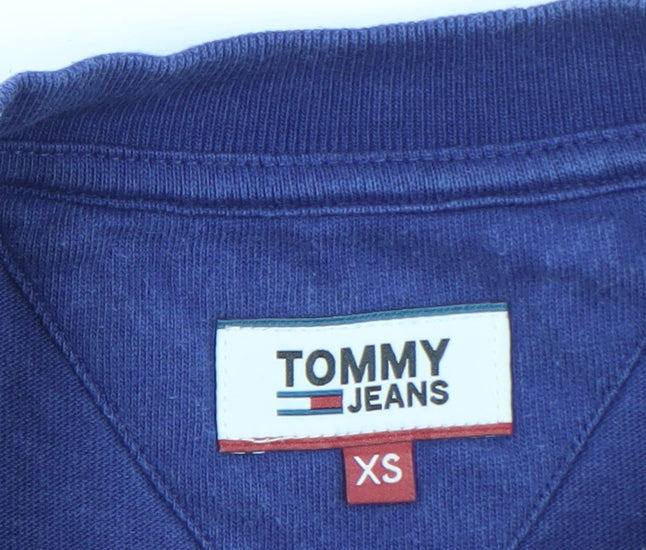 Tommy Jeans Women's Blue Cropped T-Shirt XS Crew Neck