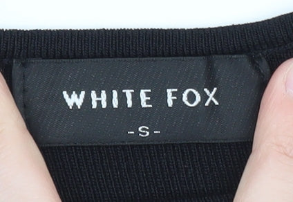 White Fox Women's Black Studded Halter Cropped Top Size S