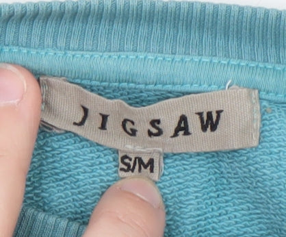 Jigsaw Women Blue Pullover Sweatshirt S/M Casual Crew Neck