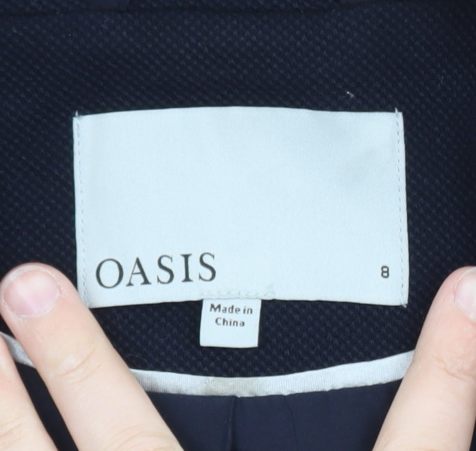 Oasis Women's Navy Blazer Jacket Size 8 Single-Breasted Lined Workwear