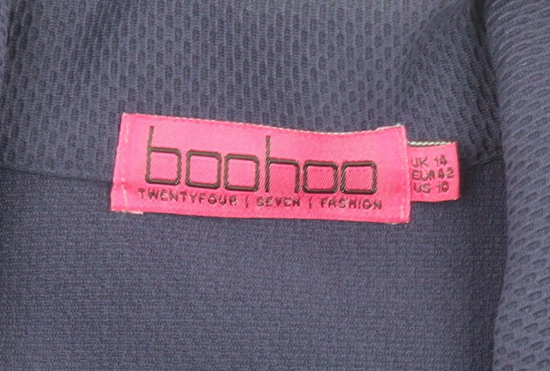 Boohoo Women's Blue Fitted Blazer Jacket UK 14 Long Sleeve