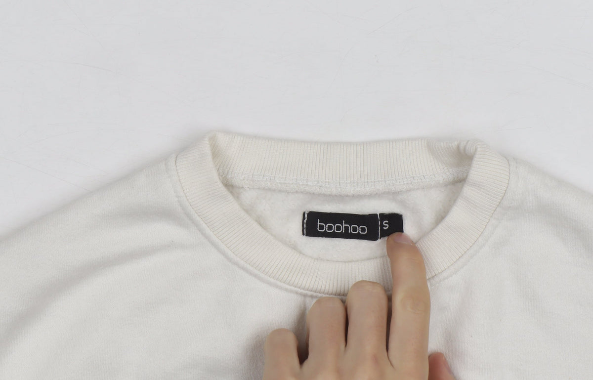 Boohoo Women Ivory DSGN Studio 2022 Pullover Sweatshirt Size S