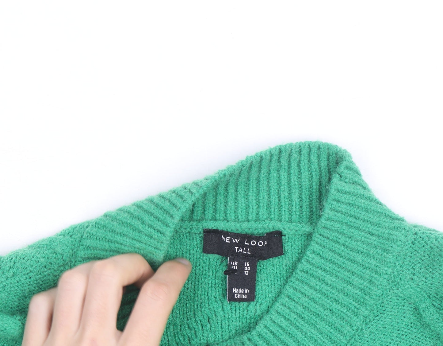 New Look Women’s Green Mock Neck Cable-Knit Tall Jumper Size 16