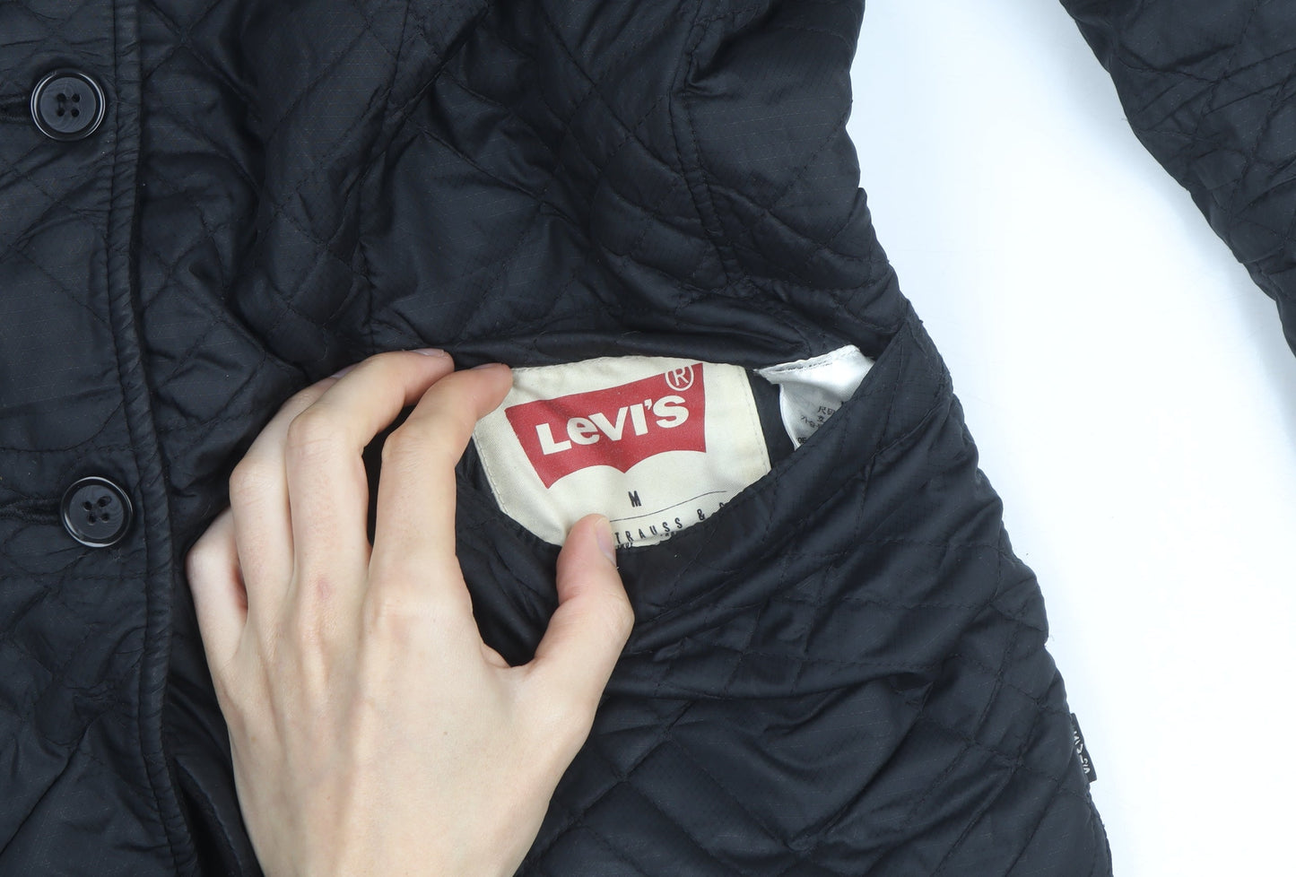 Levi's Men's Black Quilted Mid-Length Jacket Size M Regular Fit