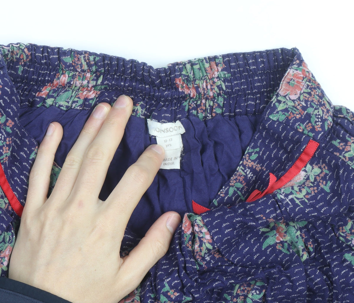 Monsoon Teens Blue Floral A-Line Short Cotton Skirt 12 Years