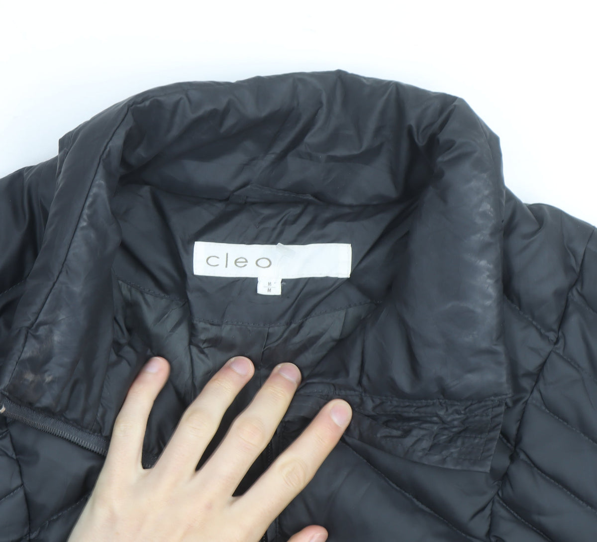 Cleo Women's Black Down Puffer Jacket M Quilted Insulated Mid-Length