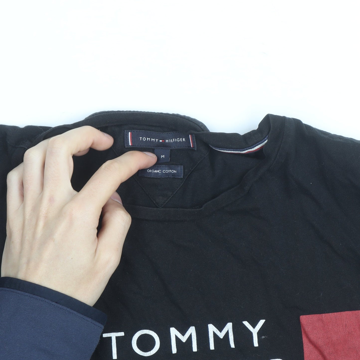 Tommy Hilfiger Men’s Black Logo Cotton Crew Neck T-Shirt Size M