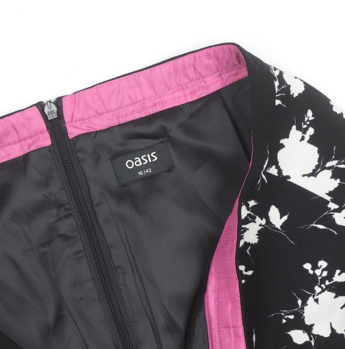Oasis Womens Black Floral Short Pencil Skirt Size 16