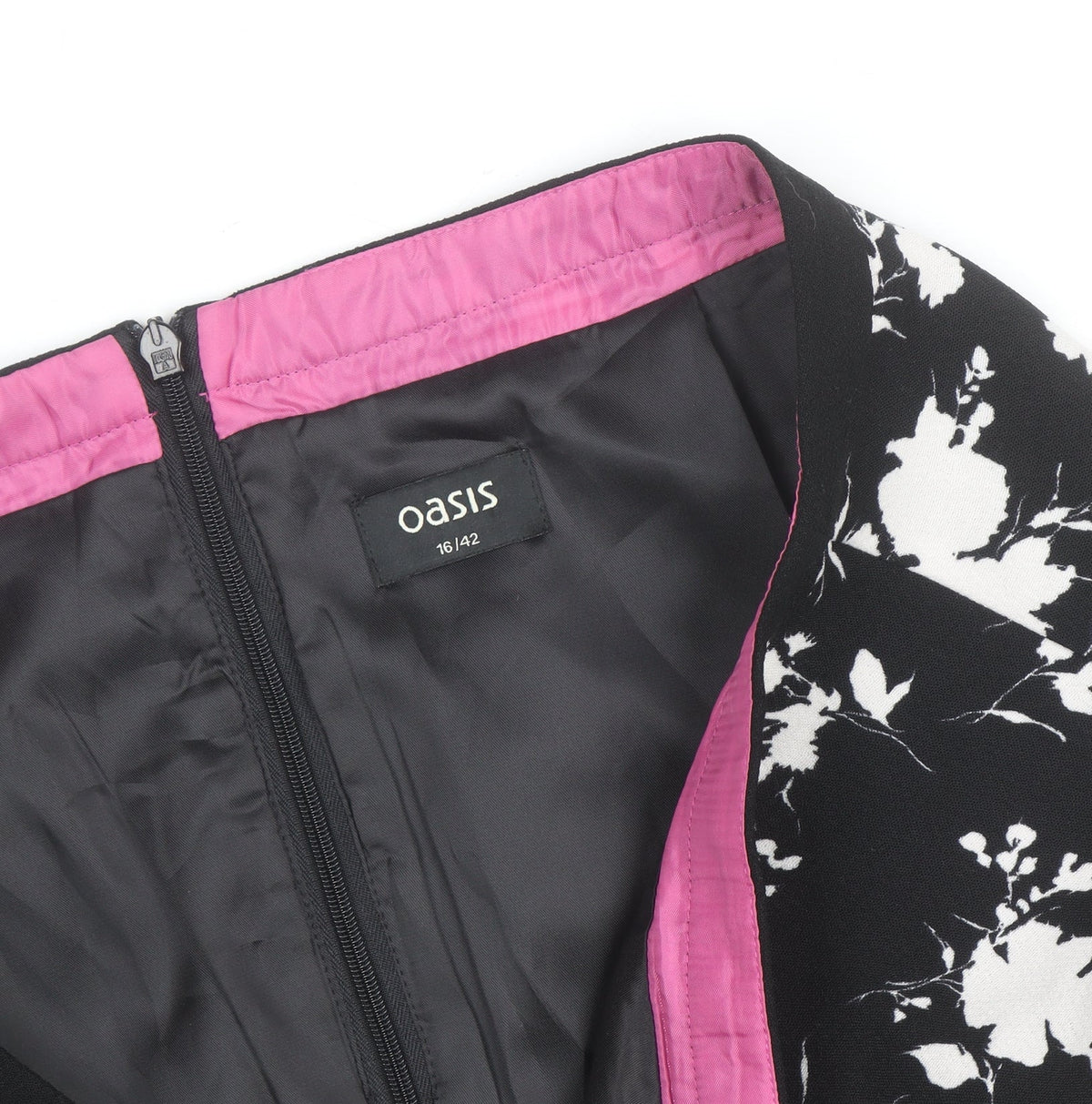 Oasis Womens Black Floral Short Pencil Skirt Size 16