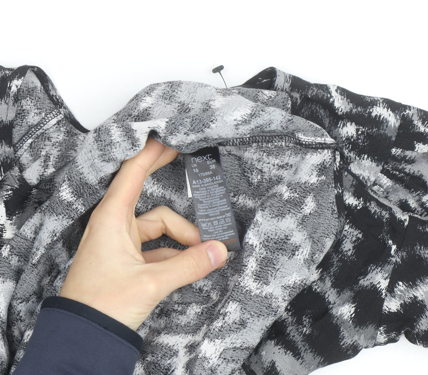 Next Women’s Black Animal Print Chiffon Tunic Blouse UK 10