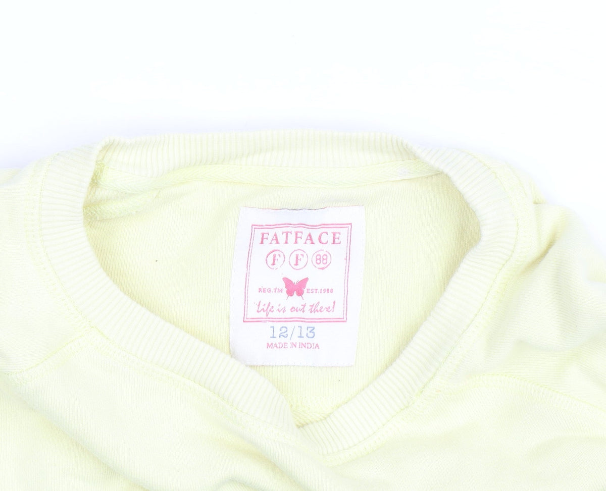 FatFace Teens Yellow Lemon Sequin Pullover Sweatshirt 12 Slim