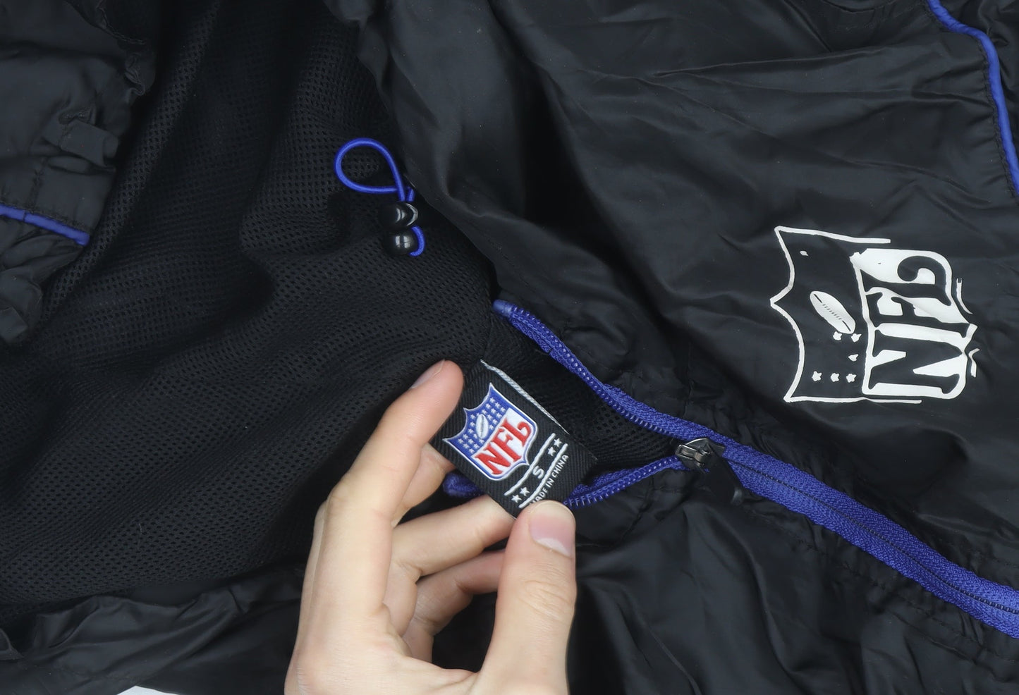 NFL Men’s Black Windbreaker Jacket Hooded Full Zip Size S