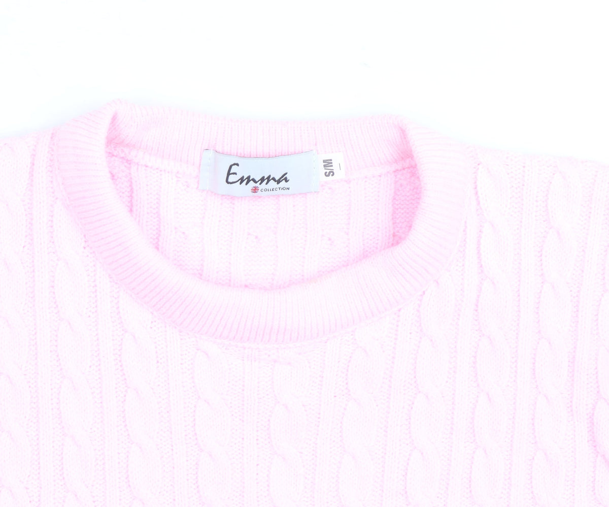 Emma Collection Women's Pink Cable-Knit Pullover Jumper S