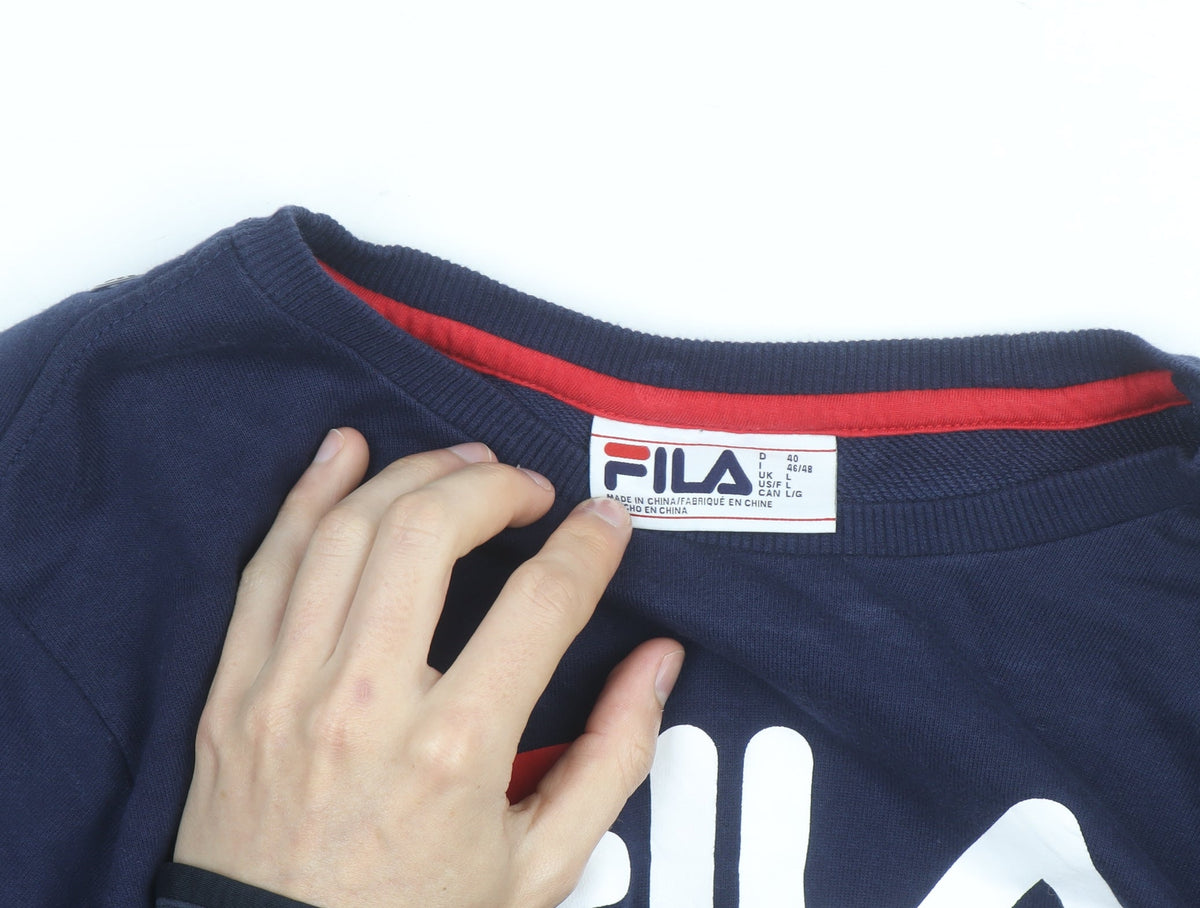 Fila Women's Navy Blue Cropped Pullover Sweatshirt Size L