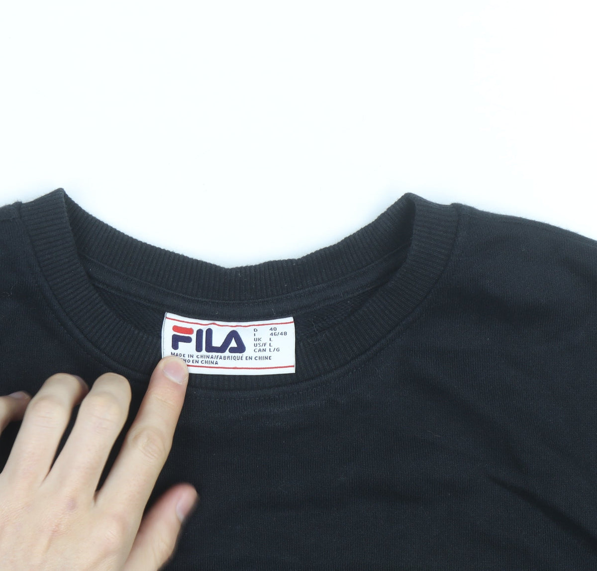 Fila Men's Black Logo Sweatshirt L Crew Neck Pullover Jumper