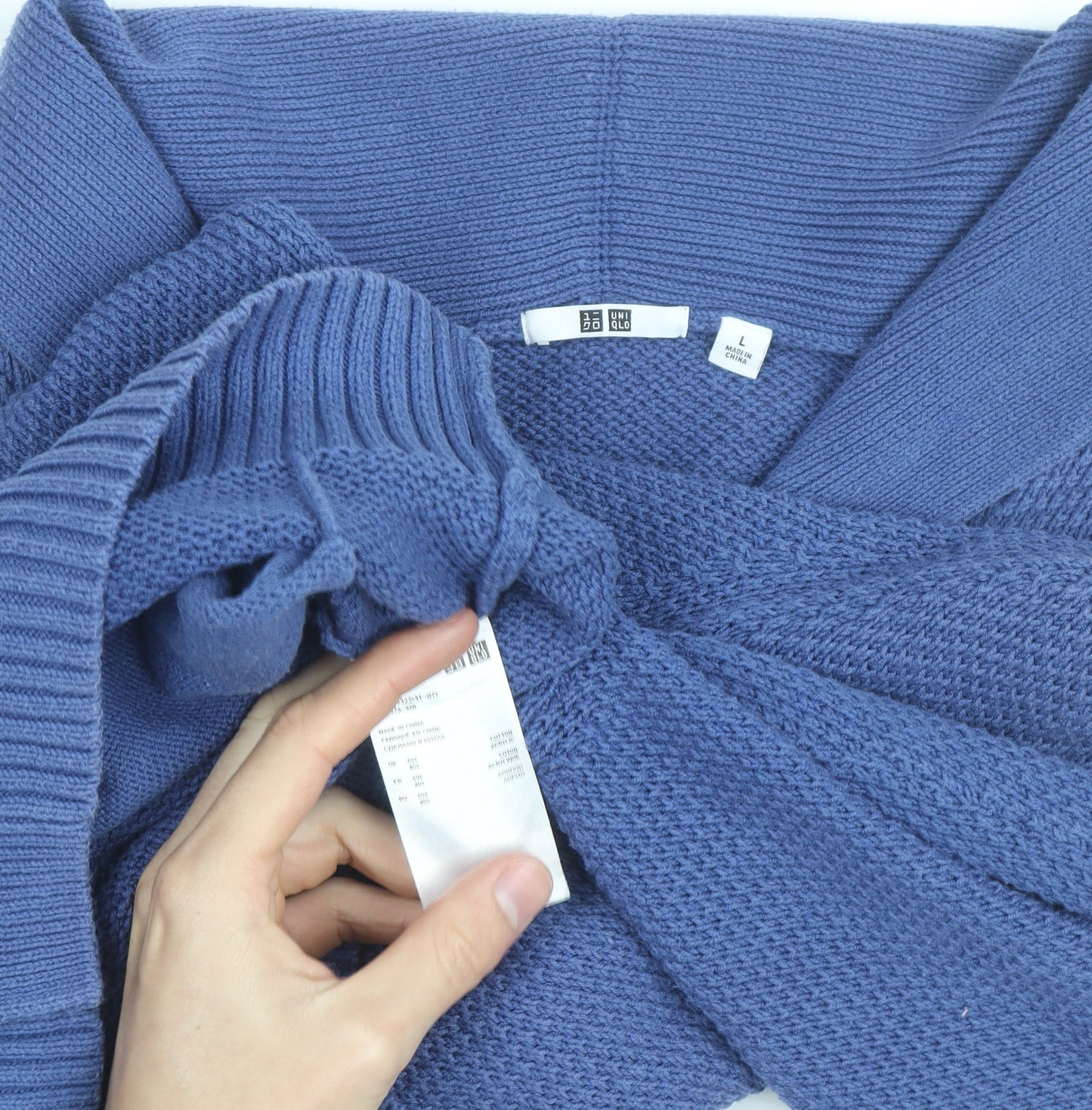 Uniqlo Men's Blue Cotton Button Cardigan L Regular Fit