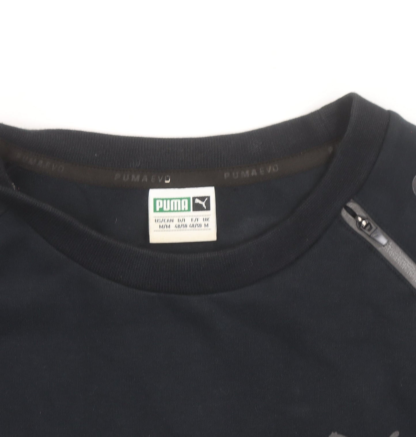 Puma Men's Black Crew Neck Sweatshirt M Regular Fit Logo Zip Detail