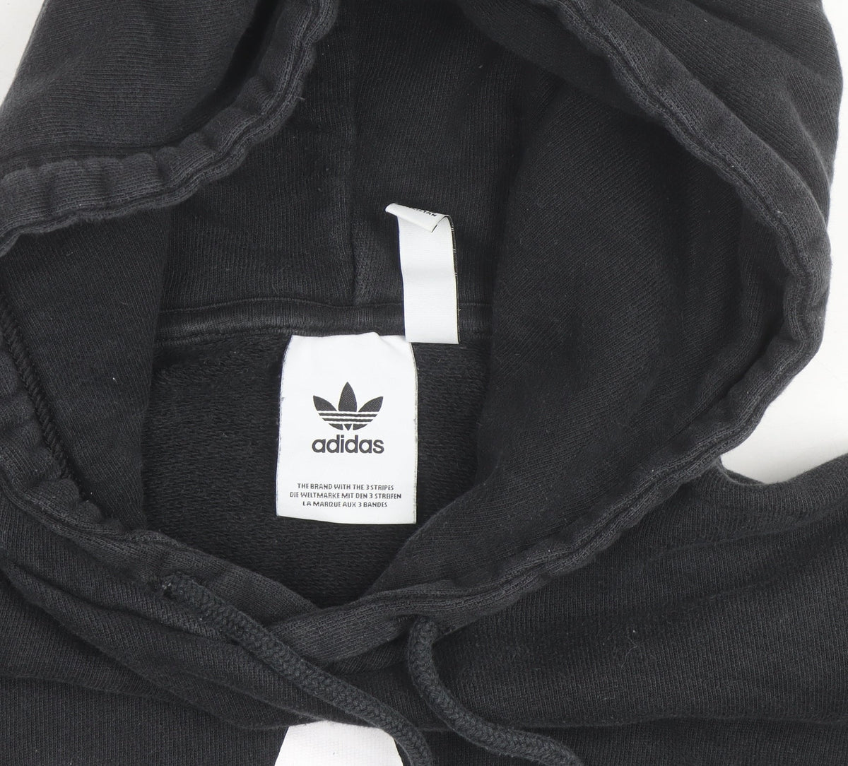 Adidas Men's Black Small Pullover Hoodie with Logo Print