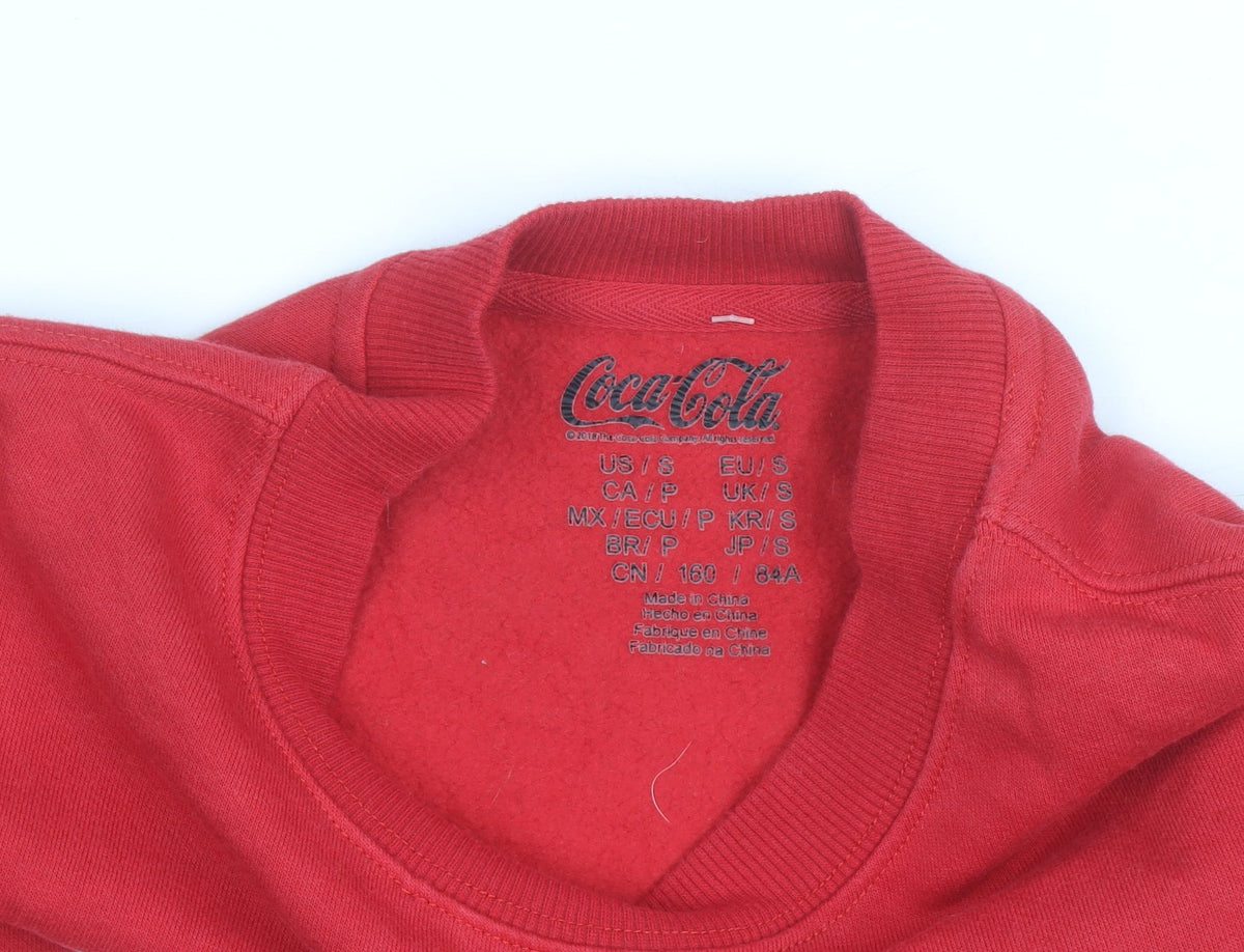 Coca-Cola Unisex Adults Red Crew Neck Pullover Sweatshirt Size S