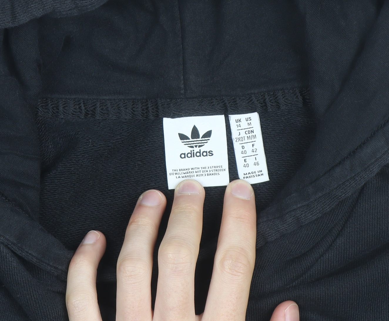Adidas Men's Black Pullover Hoodie M Logo Fleece Sweatshirt