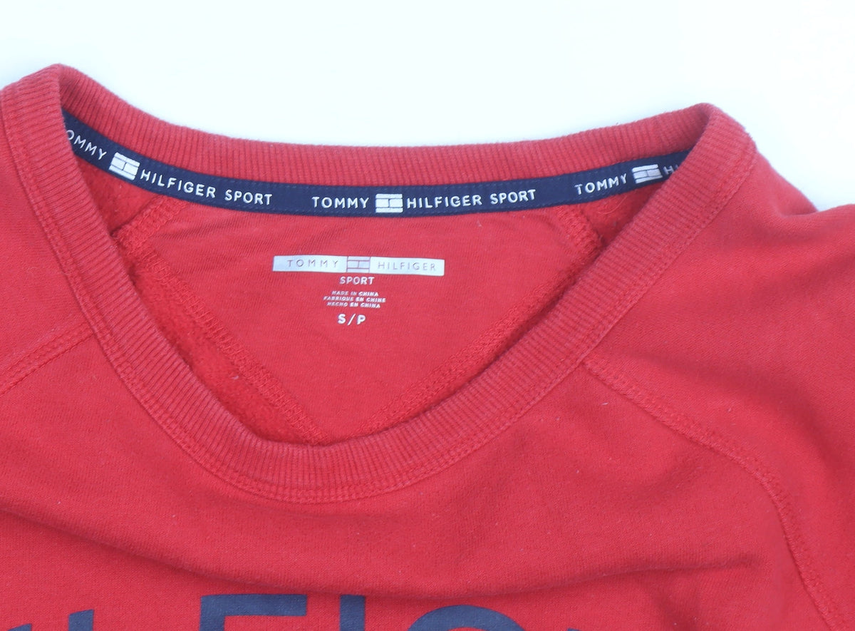 Tommy Hilfiger Men’s Red Logo Crew Neck Pullover Sweatshirt Size S