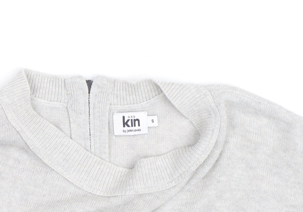 Kin by John Lewis Women’s Grey Mock Neck Zip Back Wool Cotton Jumper S