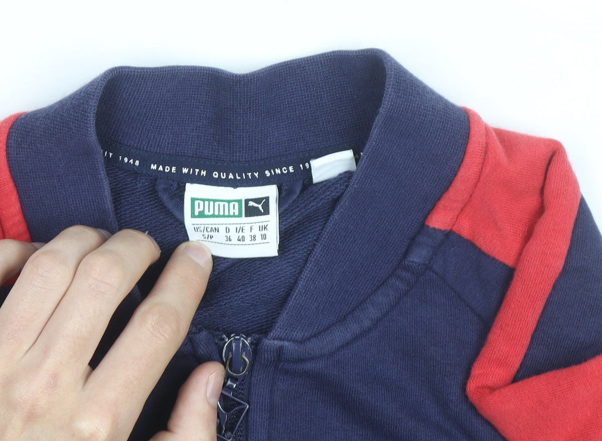 Puma Men's Blue Red Full Zip Sweatshirt Size S Logo Sports Jacket
