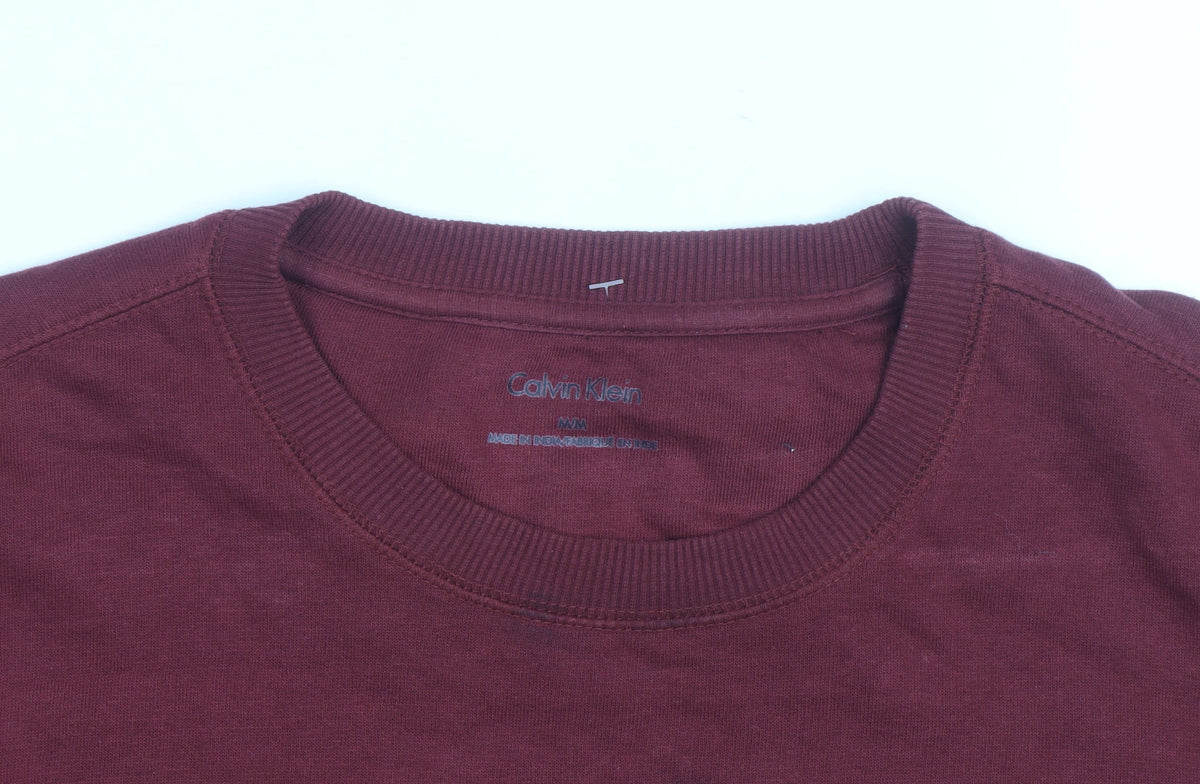 Calvin Klein Men's Red Logo Crew Neck Sweatshirt Size M