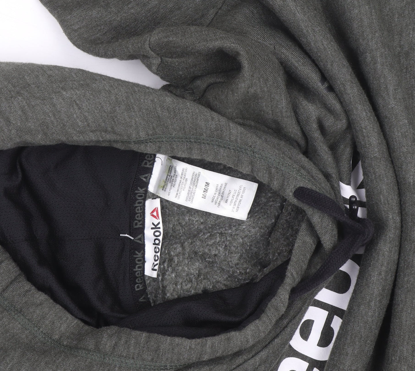 Reebok Mens Green Pullover Hoodie Medium Logo Fleece Sweatshirt