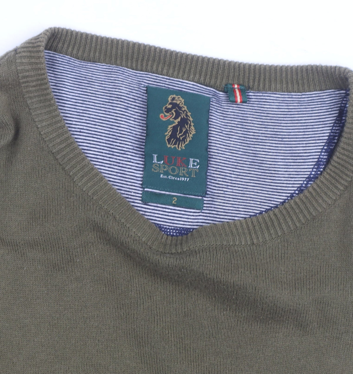 Luke Sport Men's Green Cotton Crew Neck Jumper Size M