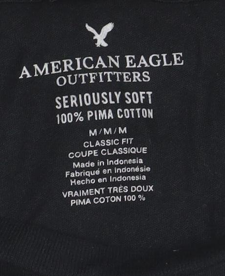 American Eagle Men's Black Classic Fit Spider Cut-Out T-Shirt M