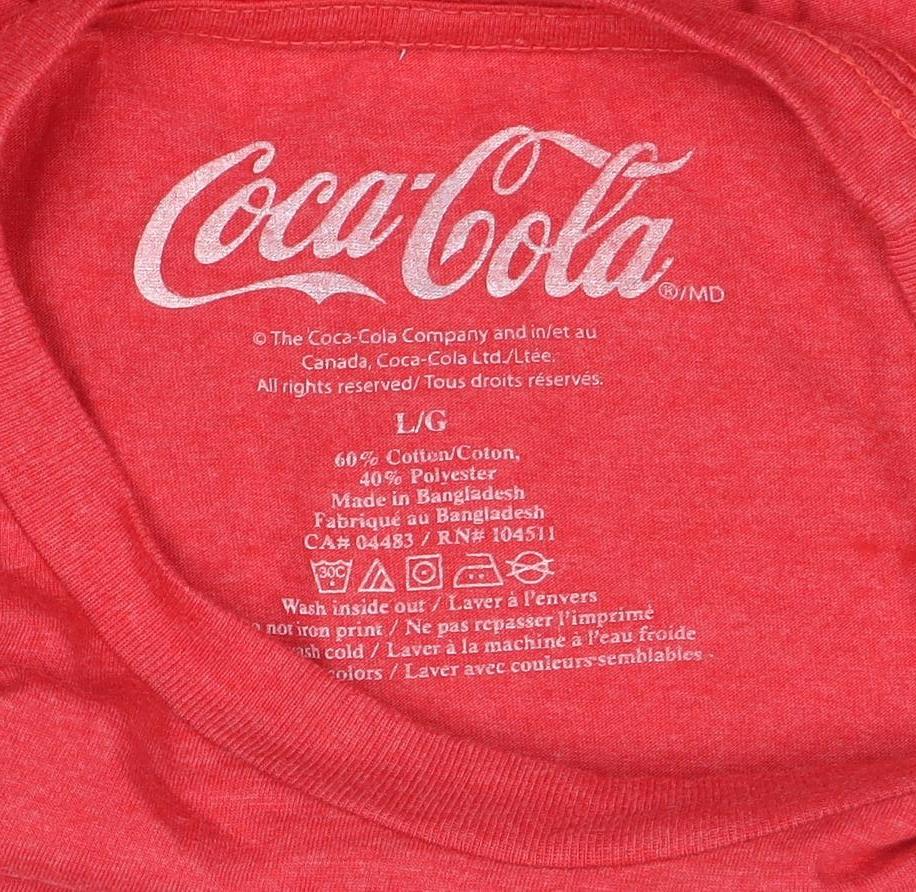 Coca-Cola Men's Red Graphic Crew Neck Short Sleeve T-Shirt Size L