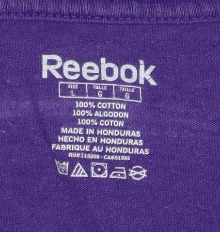 Reebok Men's Purple Minnesota Vikings Graphic T-Shirt Size L