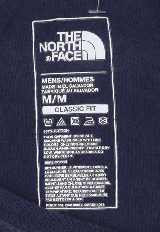 The North Face Men's Navy Long Sleeve Classic Fit Cotton T-Shirt M