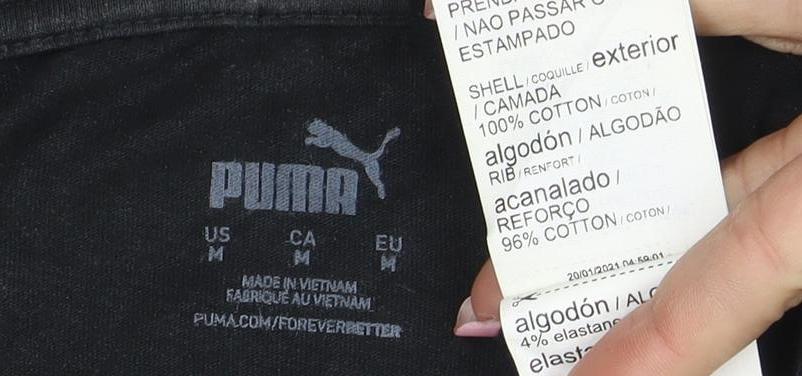 Puma Men's Black Long Sleeve Logo Crew Neck T-Shirt M