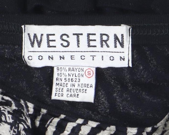 Western Connection Womens Black Animal Print Tunic Blouse S