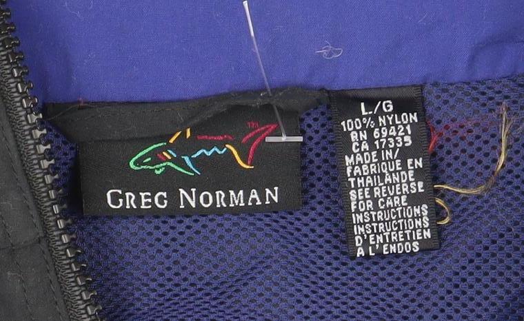 Greg Norman Men's Black Nylon Windbreaker Jacket L Golf Fit