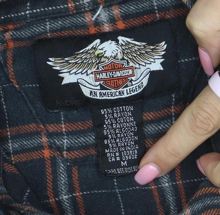 Harley-Davidson Men's Black Plaid Flannel Button-Up Shirt M