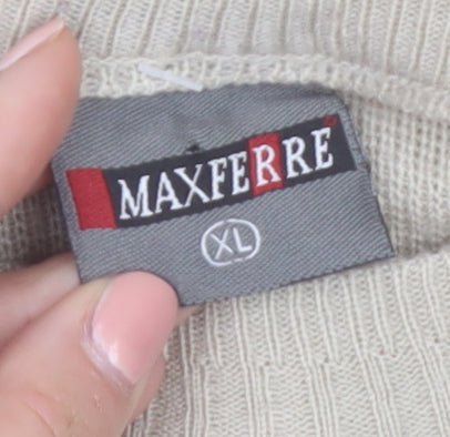 Maxferre Men's Beige Brown Striped Knit Pullover Jumper XL