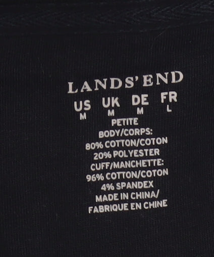 Lands' End Women's Black Petite M Cotton Blend Button Jacket