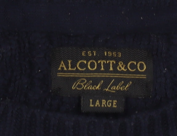 Alcott & Co Men's Blue Cable-Knit Pullover Jumper Size L