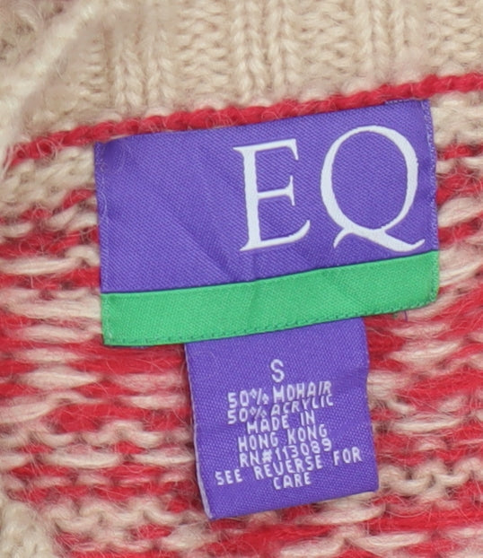 EQ Women's Red Fair Isle Mohair Blend Chunky Knit Jumper Size S