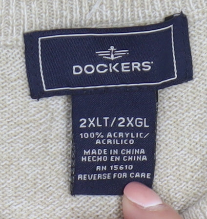 Dockers Men’s Beige 2XL Pullover Jumper Knit Crew Neck
